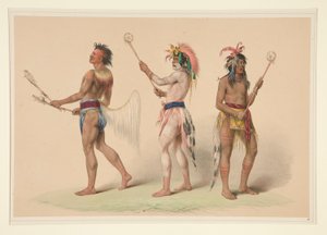 Boldspillere, pl. 21 fra North American Indian Portfolio af George Catlin
