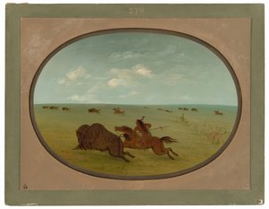 Buffalo Chase, Sioux-indianere, Øvre Missouri af George Catlin