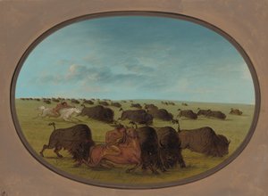 Buffalo Chase, med ulykker, 18611869. af George Catlin