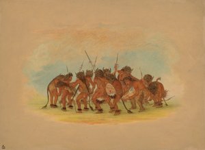 Buffalo Dance - Mandan, 1861. af George Catlin