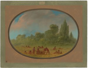 Caddo-indianere samler vilde jordbær af George Catlin