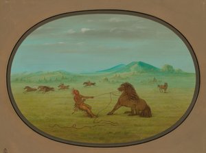 At fange vilde heste - Pawnee, 18611869. af George Catlin