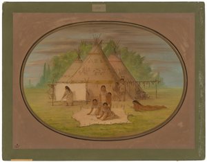 Cheyenne Village af George Catlin