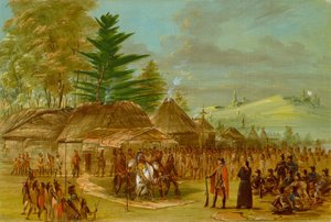 Chef for Taensa-indianerne, der modtager La Salle. 20. marts 1682 af George Catlin