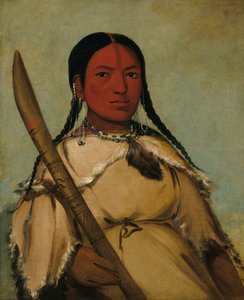 Chin-cha-pee, ildbug, der kryber, hustru til duens æghoved, 1832. af George Catlin