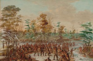De Tonty sagsøger for fred i Iroquois Village. 2. januar 1680, 18471848. af George Catlin