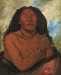 Duhk-gits-o-ó-see, Røde Bjørn, en fremtrædende kriger af George Catlin