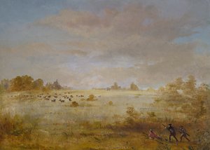 Elg græsser på en efterårsprærie, 1846-1848. af George Catlin