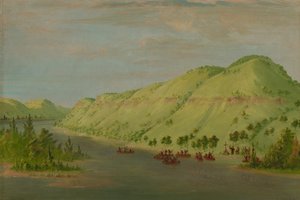 Fader Hennepin forlader Mississippi for at slutte sig til La Salle. 8. maj 1680, 18471848. af George Catlin