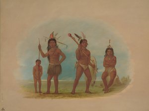 Fire Arowak-indianere, 18541869. af George Catlin
