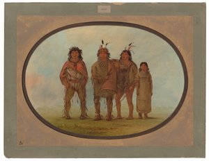 Fire dogrib-indianere af George Catlin