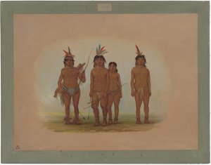 Fire Macouchi-indianere af George Catlin