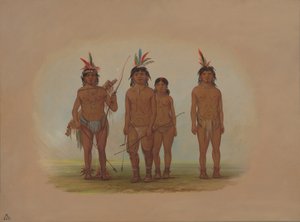 Fire Macouchi-indianere, 18541869. af George Catlin