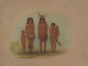 Fire Sepibo-indianere, 18541869. af George Catlin
