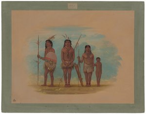 Fire Xingu-indianere af George Catlin