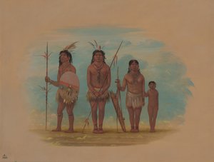 Fire Xingu-indianere, 18541869. af George Catlin