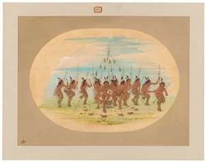 Green Corn Dance - Minatarrees af George Catlin