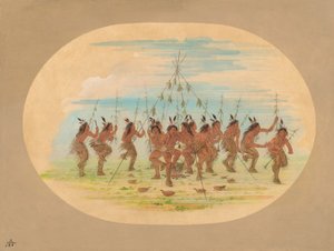 Green Corn Dance - Minatarrees, 1861. af George Catlin