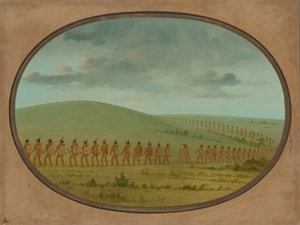 Indian File - Iowa, 18611869. af George Catlin