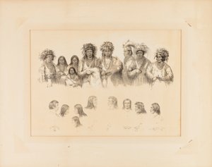 Indianere: 9 mandlige og kvindelige torsoer; 9 hoveder, profiler - nr. 28 af George Catlin