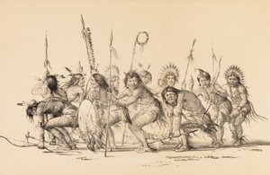 Indianere i en cirkel, der danser - nr. 30 af George Catlin