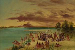 La Salle hævder Louisiana for Frankrig. 9. april 1682, 18471848. af George Catlin