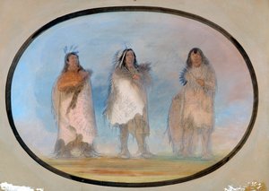 Lille bjørn, stejl vind, hunden, tre fornemme krigere fra Sioux-stammen, ca. 1865-1871. af George Catlin