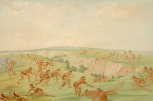 Mandan angriber en gruppe arikaraer af George Catlin