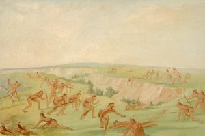 Mandan angreb et parti af Arikara, 1832-1833. af George Catlin