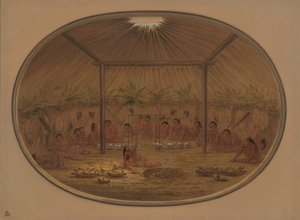Mandan-ceremoni - Vandet synker ned, 18611869. af George Catlin