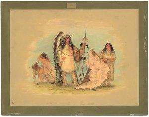 Mandan krigschef med sin yndlingskone af George Catlin