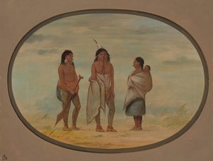 Nayas indianerhøvding, hans kone og en kriger, 18551869. af George Catlin