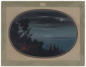 Nayas Village om natten af George Catlin