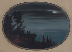 Nayas landsby om natten, 18551869. af George Catlin