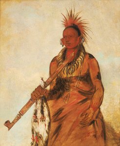 No-o-mún-nee, Walks in the Rain, a Warrior, 1832. af George Catlin