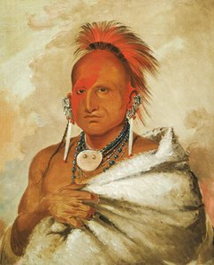 O-rón-gás-see, Bjørnefanger, en berømt kriger, 1832. af George Catlin