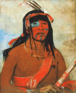 O-tá-wah, The Ottaway, a Warrior, 1835. af George Catlin