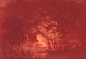Ojibwe Spydende Laks af Torchlight, 1846-1848. af George Catlin
