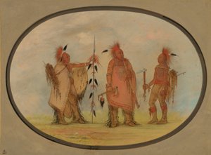 Osage-høvding med to krigere, 18611869. af George Catlin