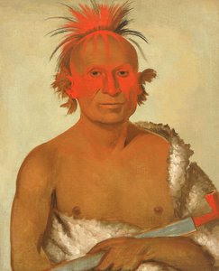 Pash-ee-pa-hó, Lille Stikkende Høvding, den Yngre, en af Black Hawks tapre mænd af George Catlin
