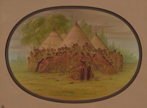 Pipe Dance - Assinneboine, 18611869. af George Catlin