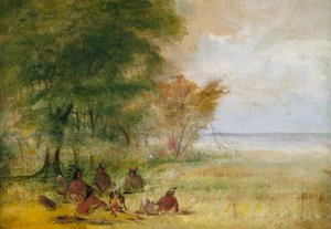 Sioux-indianernes råd og høvdinge i dybtgående overvejelser af George Catlin