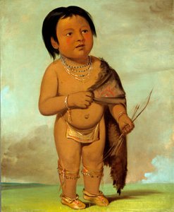Tcha-aés-ka-ding, barnebarn af Buffalo Bulls rygfedt af George Catlin