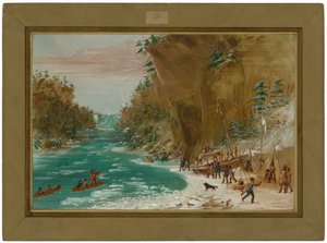 Ekspeditionen i lejr neden for Niagaravandfaldene. 20. januar 1679 af George Catlin