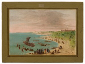 Ekspeditionen forlader Fort Frontenac ved Ontariosøen. 18. november 1678 af George Catlin