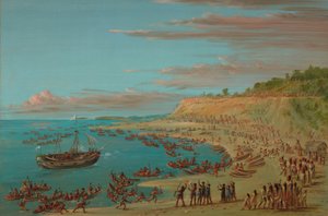 Griffinen går ind i havnen i Mackinaw. 27. august 1679, 18471848. af George Catlin
