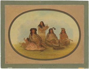 Sioux-høvdingen med flere indianere af George Catlin