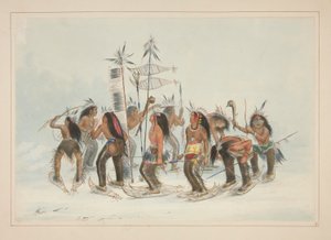 Sneskodansen, pl. 14 fra North American Indian Portfolio af George Catlin