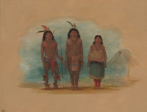 Tre Taruma-indianere, 18541869. af George Catlin