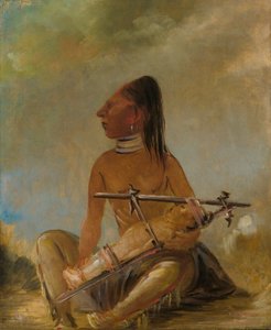 Kvinde og barn, der viser, hvordan børns hoveder er flade af George Catlin